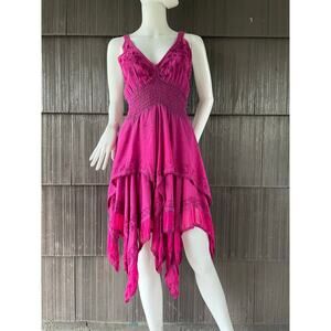 🔥Fashion Terminal Embroider Smock Waist Handkerchief Fairy Boho Festival Dress